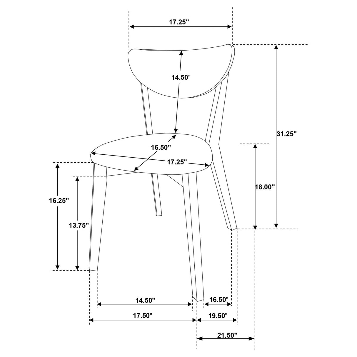 Elowen Dining Side Chair Light Walnut and Brown (Set of 2)