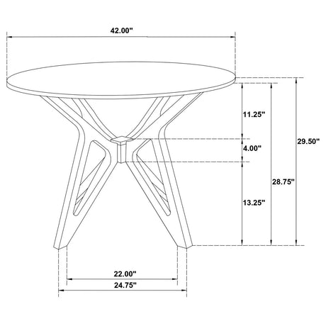 Elowen Light Walnut 5-Piece Round Solid Wood Dining Set by Coaster at Eve Furniture