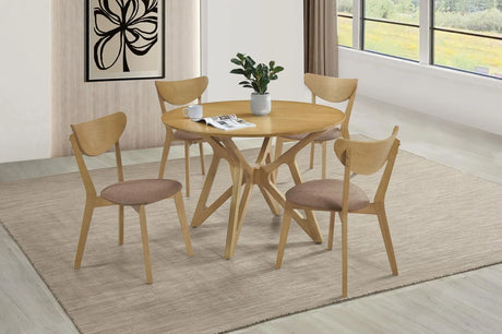 Elowen Light Walnut 5-Piece Round Solid Wood Dining Set by Coaster at Eve Furniture