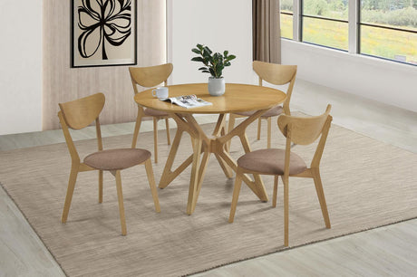 Elowen Light Walnut Round Solid Wood Dining Table by Coaster at Eve Furniture