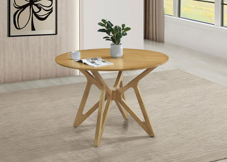 Elowen Light Walnut Round Solid Wood Dining Table by Coaster at Eve Furniture