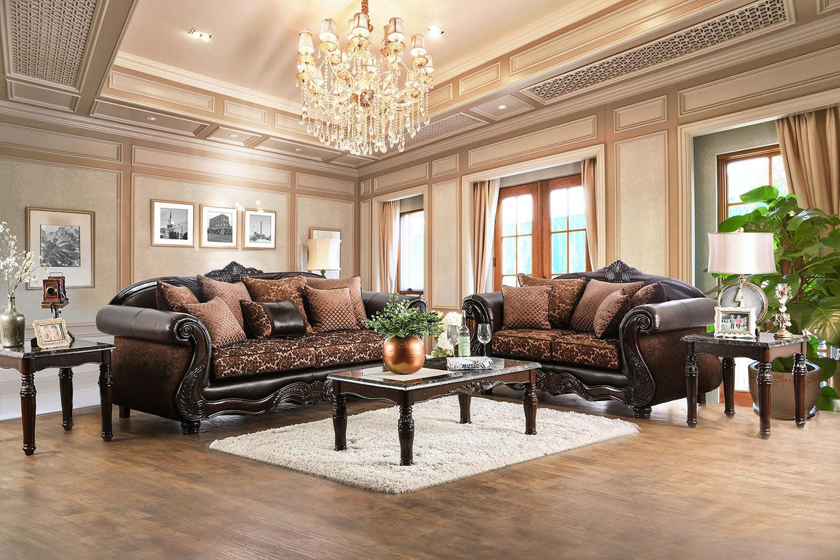 Elpis Brown/Espresso Sofa by Furniture of America at Eve Furniture