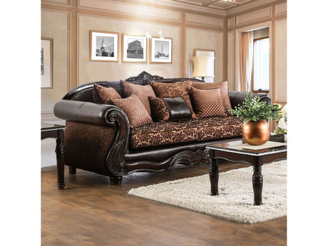 Elpis Brown/Espresso Sofa & Loveseat by Furniture of America at Eve Furniture