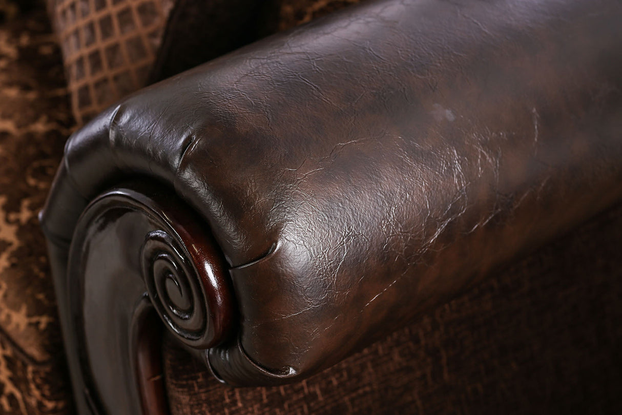 Elpis Brown/Espresso Sofa & Loveseat by Furniture of America at Eve Furniture