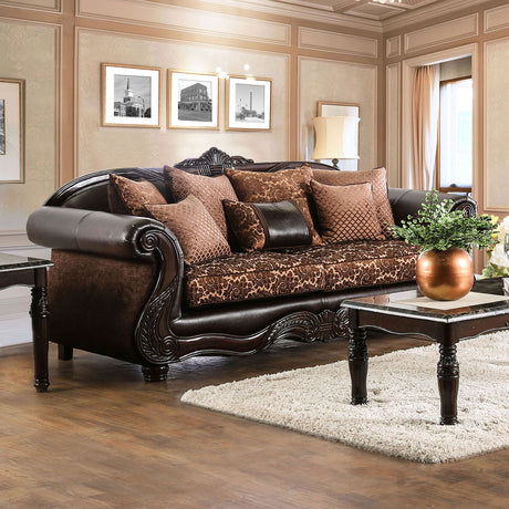 Elpis Brown/Espresso Sofa by Furniture of America at Eve Furniture