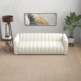 Clara Beige Boucle Channel Tufted Sofa