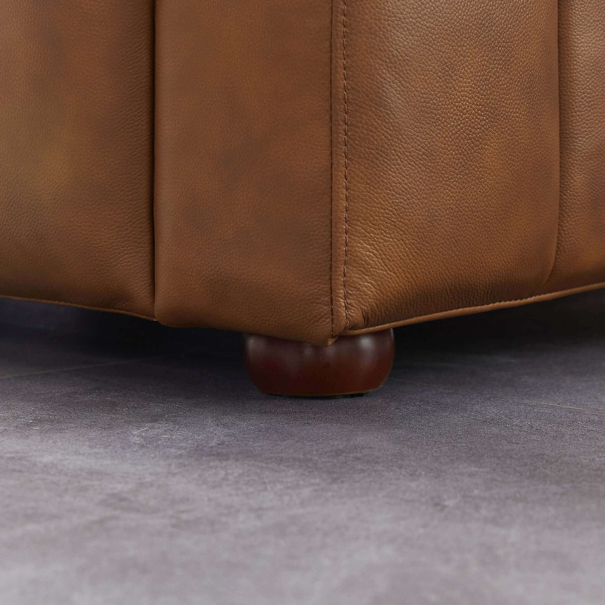 Elrosa Channel Tufted Sofa Cognac Genuine Leather