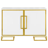 Elsa White/Gold 2-Door Accent Cabinet with Adjustable Shelves