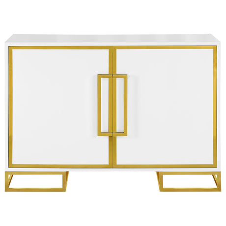 Elsa White/Gold 2-Door Accent Cabinet with Adjustable Shelves