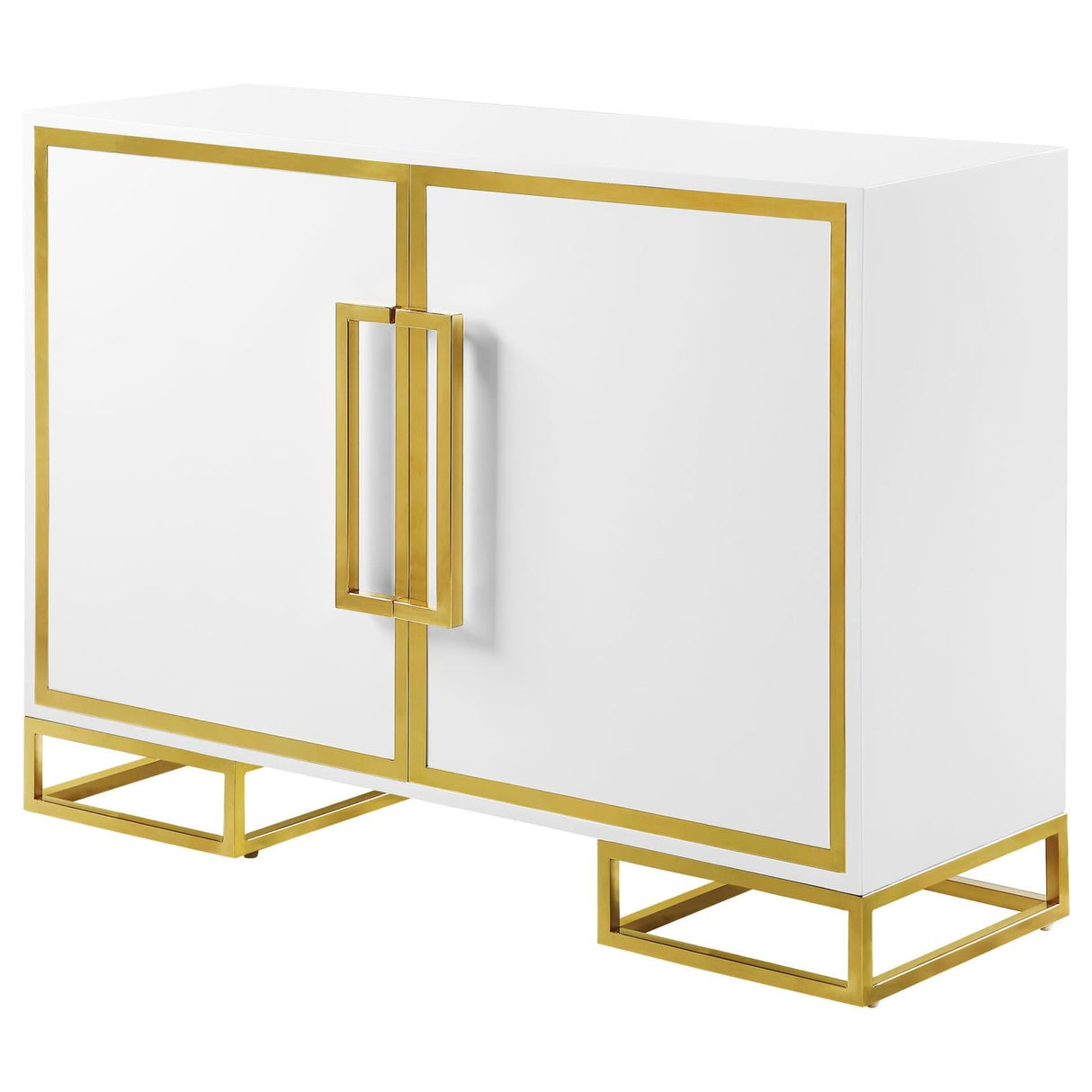 Elsa White/Gold 2-Door Accent Cabinet with Adjustable Shelves