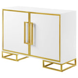 Elsa White/Gold 2-Door Accent Cabinet with Adjustable Shelves