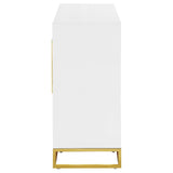 Elsa White/Gold 2-Door Accent Cabinet with Adjustable Shelves