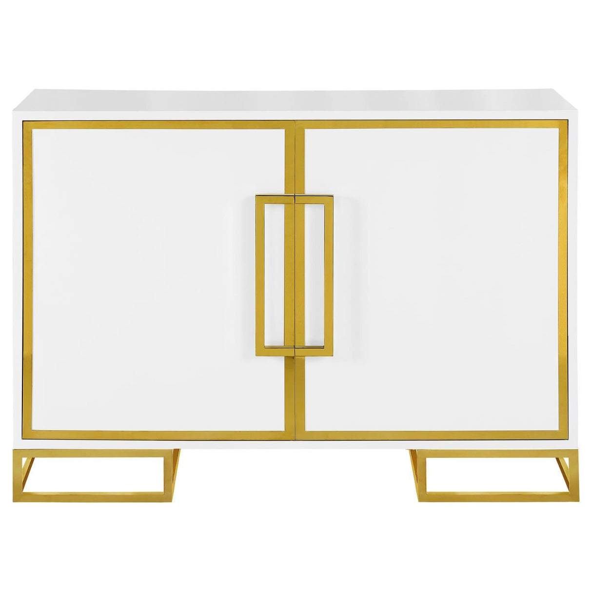 Elsa White/Gold 2-Door Accent Cabinet with Adjustable Shelves by Coaster at Eve Furniture