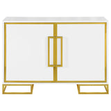 Elsa White/Gold 2-Door Accent Cabinet with Adjustable Shelves by Coaster at Eve Furniture