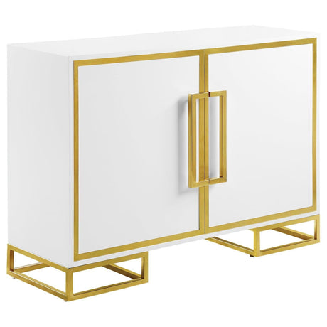 Elsa White/Gold 2-Door Accent Cabinet with Adjustable Shelves by Coaster at Eve Furniture