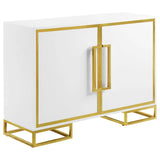 Elsa White/Gold 2-Door Accent Cabinet with Adjustable Shelves by Coaster at Eve Furniture