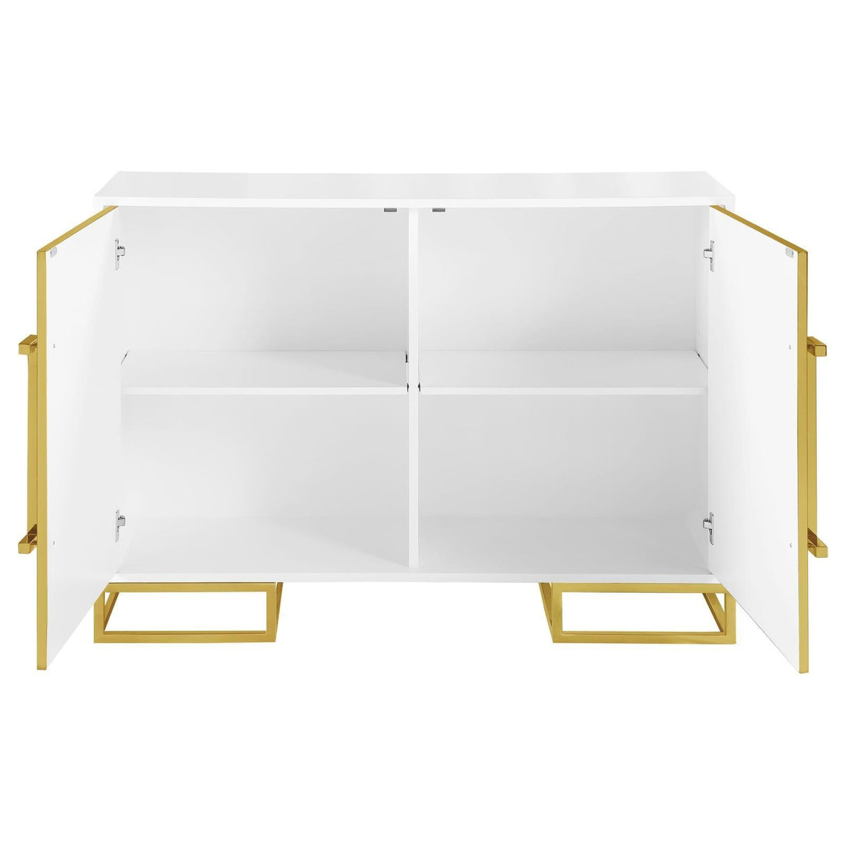 Elsa White/Gold 2-Door Accent Cabinet with Adjustable Shelves by Coaster at Eve Furniture