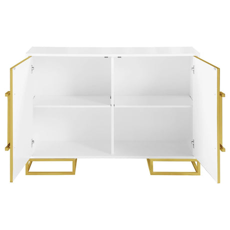 Elsa White/Gold 2-Door Accent Cabinet with Adjustable Shelves by Coaster at Eve Furniture