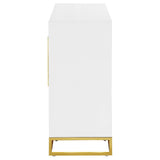 Elsa White/Gold 2-Door Accent Cabinet with Adjustable Shelves by Coaster at Eve Furniture