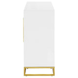 Elsa White/Gold 2-Door Accent Cabinet with Adjustable Shelves by Coaster at Eve Furniture