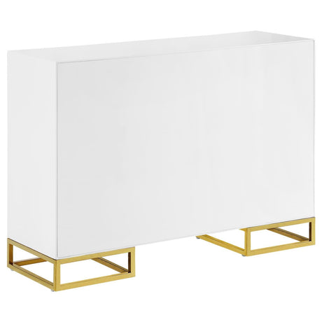 Elsa White/Gold 2-Door Accent Cabinet with Adjustable Shelves by Coaster at Eve Furniture