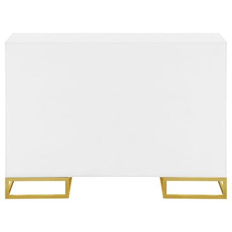 Elsa White/Gold 2-Door Accent Cabinet with Adjustable Shelves by Coaster at Eve Furniture