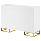 Elsa White/Gold 2-Door Accent Cabinet with Adjustable Shelves by Coaster at Eve Furniture
