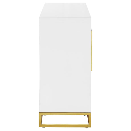 Elsa White/Gold 2-Door Accent Cabinet with Adjustable Shelves by Coaster at Eve Furniture