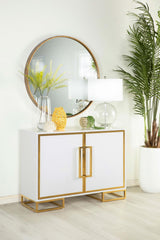 Elsa White/Gold 2-Door Accent Cabinet with Adjustable Shelves by Coaster at Eve Furniture