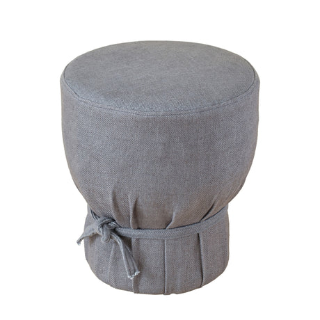 Elsie Grey Linen Upholstered Pouf by TOV Furniture at Eve Furniture