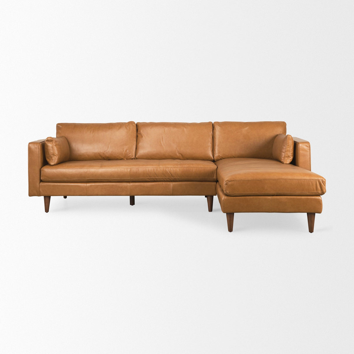 Elton 111.4L x 68.1W x 34.3H Tan Leather Right Chaise Sectional by Mercana at Eve Furniture