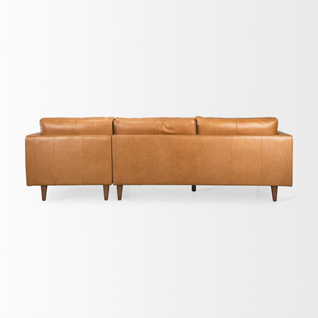 Elton Tan Leather Right Chaise Sectional by Mercana at Eve Furniture