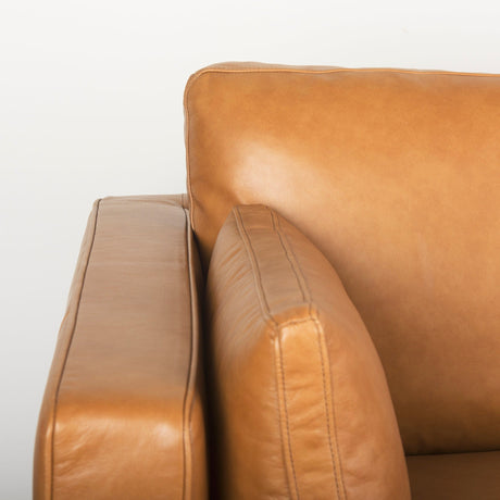 Elton Tan Leather Right Chaise Sectional by Mercana at Eve Furniture