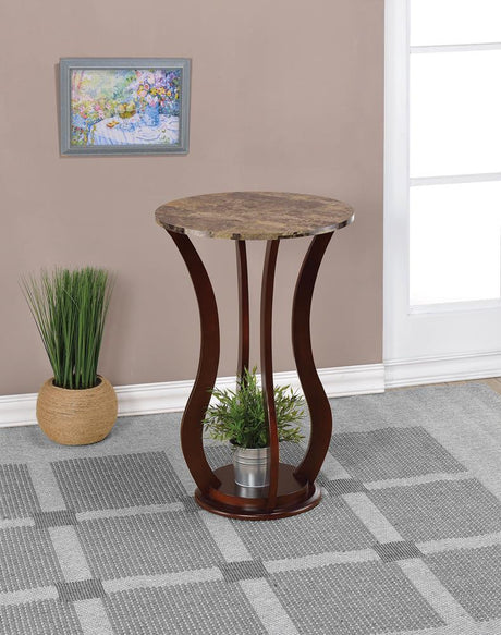 Elton Brown Round Marble Top Accent Table by Coaster at Eve Furniture