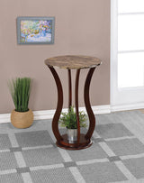 Elton Brown Round Marble Top Accent Table