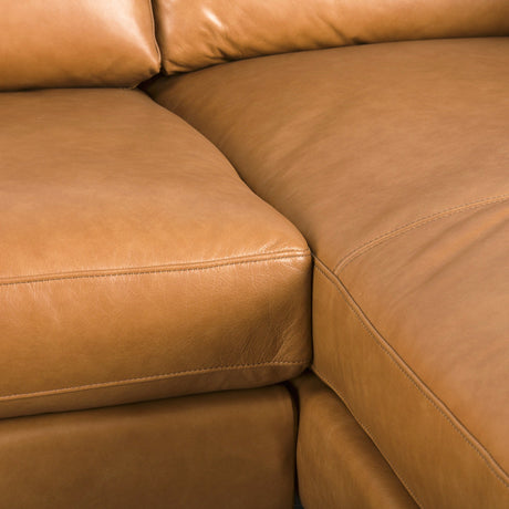 Elton Tan Leather Right Chaise Sectional by Mercana at Eve Furniture