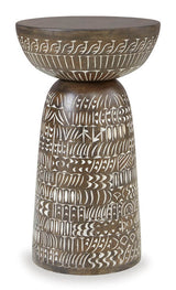 Elvessa Cream/Brown Accent Table