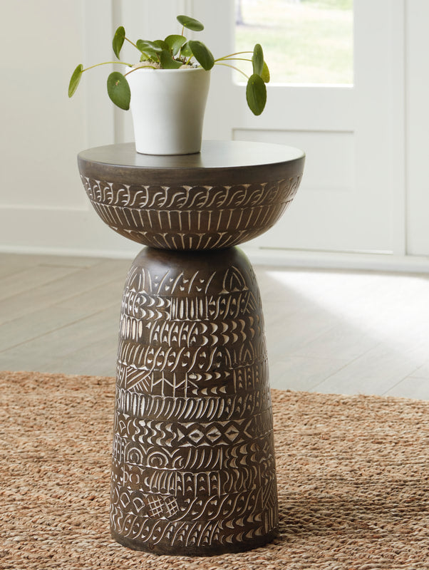 Elvessa Cream/Brown Accent Table