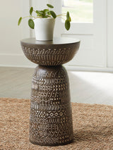 Elvessa Cream/Brown Accent Table