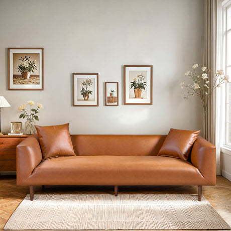 Elwood Cognac Vegan Leather Sofa by Ashcroft Furniture at Eve Furniture