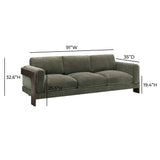 Elyn 91" Olive Green Upcycled Contract-Grade Chenille Sofa by TOV Furniture at Eve Furniture