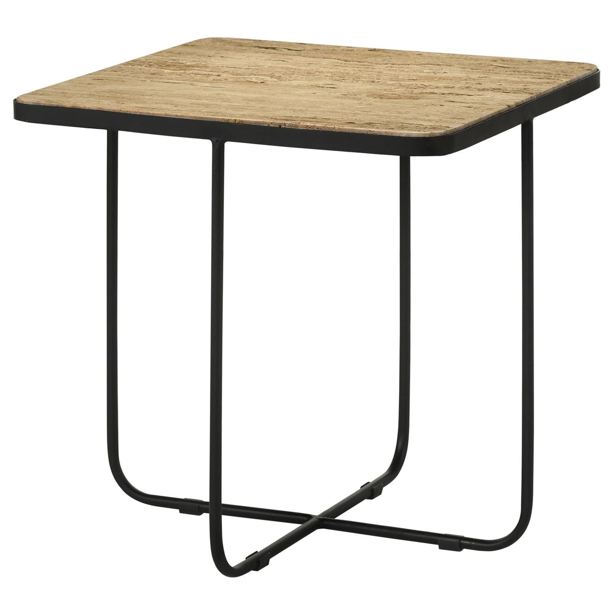 Elyna Travertine/Black Square Accent Table