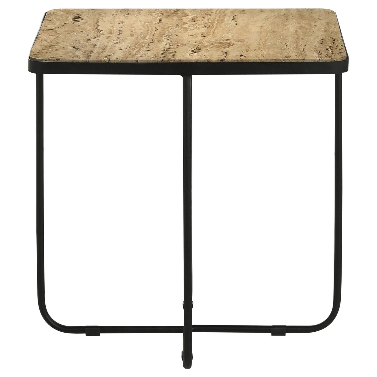 Elyna Travertine/Black Square Accent Table