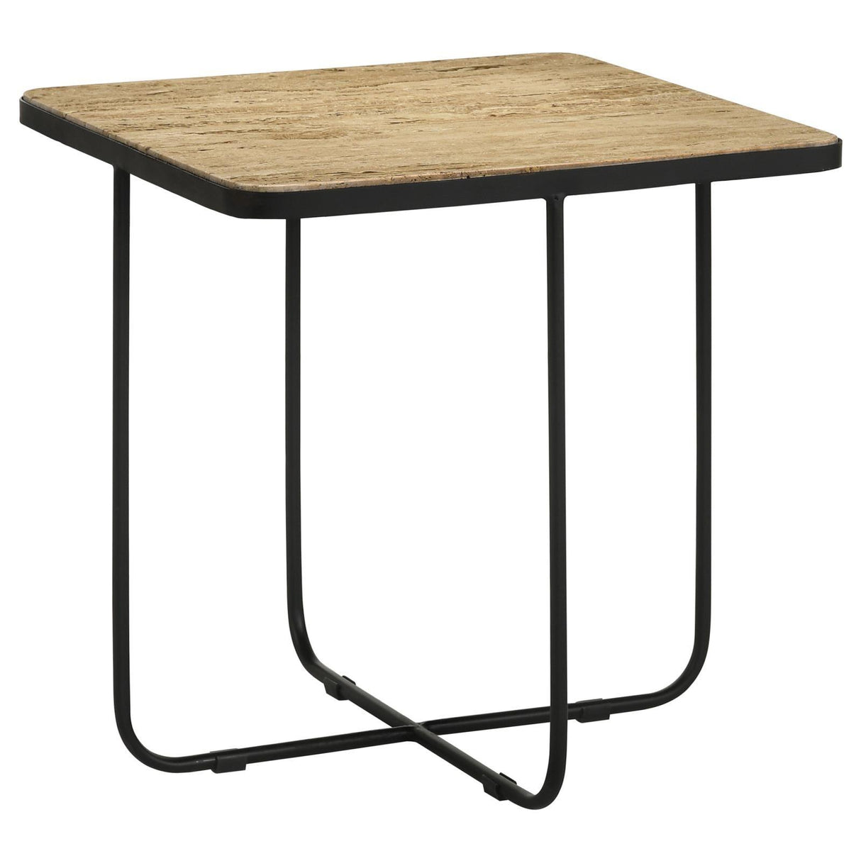 Elyna Travertine and Black Square Accent Table by Coaster at Eve Furniture