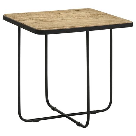Elyna Travertine and Black Square Accent Table by Coaster at Eve Furniture