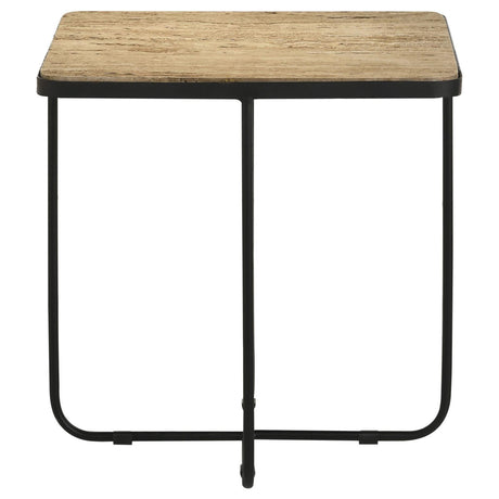 Elyna Travertine and Black Square Accent Table by Coaster at Eve Furniture