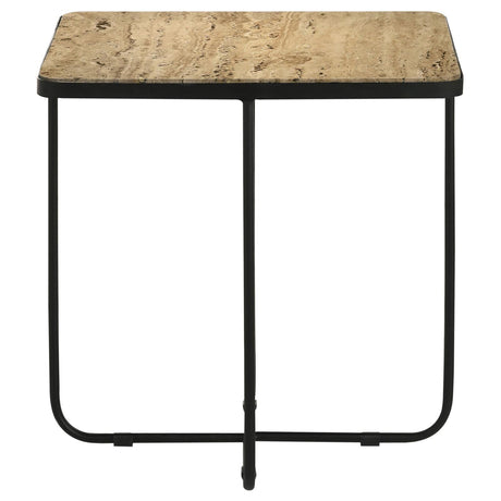 Elyna Travertine and Black Square Accent Table by Coaster at Eve Furniture