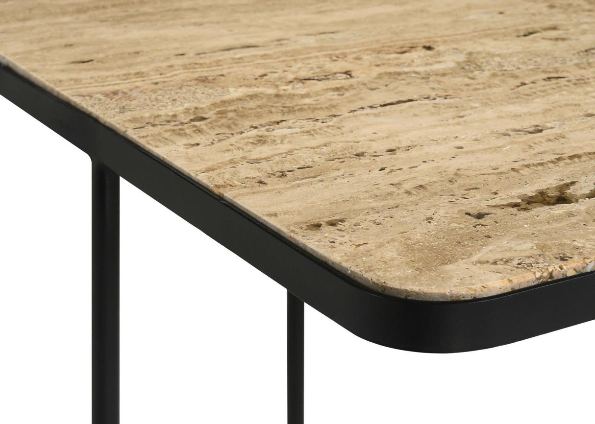 Elyna Travertine and Black Square Accent Table by Coaster at Eve Furniture