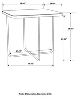 Elyna Travertine and Black Square Accent Table by Coaster at Eve Furniture