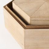 Elyse (Set of 2) Brown Wooden Hexagonal Boxes by Mercana at Eve Furniture